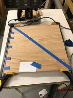 Michael's toy box panel being worked on.