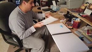 Miguel doing homework