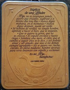 A mother's plea plaque