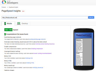 Google rates ThatsCoolCool in the mobile catagory.