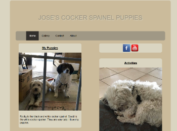 Jose's Puppies Website. Miguel's first complete website.